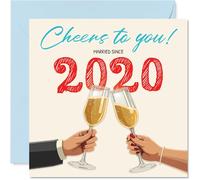 5th Anniversary Card for Women Men - Cheers! Married Since 2020 - Happy 5 Year Anniversary Card for Partner Husband Girlfriend Companion, 145mm Wedding Anniversaries Greeting Cards