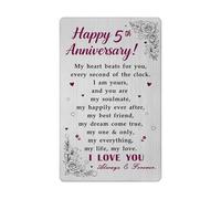 5th Anniversary Card gifts for Him Husband, 5 Year Wedding Anniversary Card Gifts for Husband couple, Metal Engraved Wallet Card