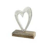 5th Anniversary Rustic Metal Heart Decoration - Free Standing Aluminium & Wooden Decoration (hssanni-5)