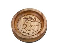 5th Anniversary Wooden Gift for Him Her Men Women - Wooden Ring Dish Tray for Couple Husband Wife Marriage - Romantic 5 Year Wood Anniversary Wedding Gifts for Him Her Birthday Valentines Day Decor