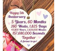 5th Anniversary Wooden Heart Plaque - Personalised Keepsake Gift for Grandparents, Parents, Him or Her - Rustic Charm, 10cm x 9cm (5th Anniversary)