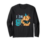 5th Birthday Boy Dog Puppy Children I'm 5 Long Sleeve T-Shirt
