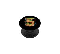 5th Birthday Boy Pixel Gamer Kids Video Game PopSockets Adhesive PopGrip