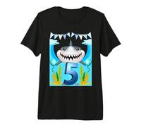 5th Birthday Boys Shark 5 Years Old Boys Ocean Sharks B-Day Premium T-Shirt