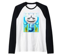 5th Birthday Boys Shark 5 Years Old Boys Ocean Sharks B-Day Raglan Baseball Tee