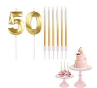 5th Birthday Candle Gold Number 5 Candle for Birthday Cake with Gold Long Candles, Gold 5 Candle for Cake Birthday Cake Topper Decorations for Girls Boys Birthday Wedding Anniversary Party
