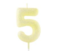 5th Birthday Candle Gold Yellow Glitter Number 5 Candles Luminous Cake Topper Decorations Happy Birthday Candle for Girls Boy Women Anniversary Celebrations Party Supplies