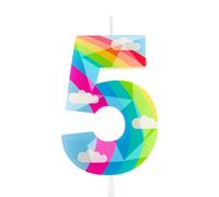 5th Birthday Candle Rainbow Cloud 3D Designed Number 5 Candles Cake Topper Decorations Happy Birthday Candle for Girls Boy Women Anniversary Celebrations Party Supplies