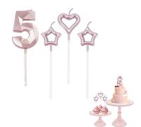 5th Birthday Candle Rose Gold Number 5 Candle for Birthday Cake with Heart-Shaped Candles, Rose Gold 5 Candle for Cake Birthday Cake Topper Decorations for Girls Birthday Wedding Anniversary Party