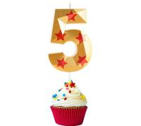 5th Birthday Candles Number 5 Candles Anime Stars Happy Birthday Candle Premium Wax & 3D Diamond Design Anime Themed Cake Topper Decorations for Boy Husband Birthday Party Celebration Supplie