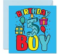 5th Birthday Card Boy - Birthday Boy - Card 5 Year Old Boy, Boys Cards for Him, 145mm Greeting for Son Brother Grandson Nephew Cousin God Son