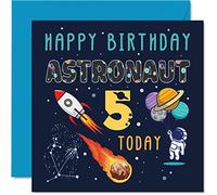 5th Birthday Card Boy - Space Astronaut Cosmos - Happy Birthday Card 5 Year Old Boy Girl, Girls Boys Cards, 145mm Greeting for Son Daughter Niece Nephew Grandson