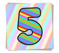 5th Birthday Card For Boy/For Girl - Colourful Striped 5 - Fifth in Multicolour, Pink & Blue Design - For Girls or Boys