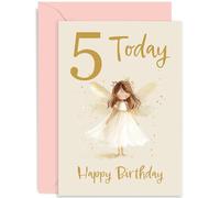 5th Birthday Card for Girl - Daughter Birthday Card Age Five - Milestone Baby Greeting Cards 5 Year Old - Cute Fairy Girl Girl Birthday Card for Kids - Magical Whimsical Fairy Fifth Bday