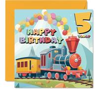 5th Birthday Card for Girls and Boys, Steam Train