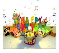5th Birthday Card, Funny 3D Dog Pop Up Birthday Card for 5 Year Old with Music, Lights & Blowable Candle, Birthday Gift for Five Year Old Boys, Girls, Dog Lovers