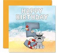 5th Birthday Card Unisex - Seaside Beach - Happy Birthday Card 5 Year Old Boys Girls, 145mm Greeting for Son Daughter Brother Sister Grandson Granddaughter Niece Nephew Cousin