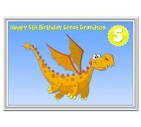 5th Birthday Cards for Boys - 5 Year Old Little Boy - Age Five - Quality (Great Grandson 5th Birthday Card - Cute Dragon)