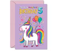 5th Birthday Cards for Boys Girls - Magical Birthday - Happy Birthday Card for 5 Year Old Boy Girl Son Grandson Niece Brother, A5 Bday Greeting Cards