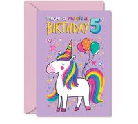 5th Birthday Cards for Boys Girls - Magical Birthday - Happy Birthday Card for 5 Year Old Boy Girl Son Grandson Niece Brother, 5x7 Inch Bday Greeting Cards