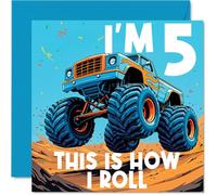 5th Birthday Cards for Boys - Monster Truck This Is How I Roll - Happy Birthday Card for 5 Year Old Boy Great Nephew Brother Grandson Cousin, 145mm Bday Greeting Cards