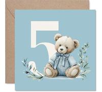 5th Birthday Cards for Boys - Number Bears - Happy Birthday Card for 5 Year Old Boy Step Son Grandson Son Nephew, 145mm Bday Greeting Cards