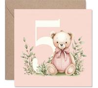 5th Birthday Cards for Girls - Number Bears - Happy Birthday Card for 5 Year Old Girl Goddaughter Cousin Great Niece Granddaughter, 145mm Bday Greeting Cards