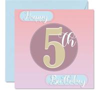 5th Birthday Cards for Girls - Sewing Stitch - Happy Birthday Card for 5 Year Old Girl Granddaughter Niece Daughter Cousin, 145mm Bday Greeting Cards