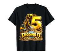 5th Birthday Construction Boy Digger Truck Five 5 Year Old Value Graphic T-Shirt