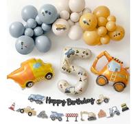 5th Birthday Decorations Boy - Digger Birthday Decorations Construction Balloons Arch Kit with Foil Excavator Balloons 32Inch Number 5 Balloon and Happy Birthday Banner(Not Pre-Printed Balloons)