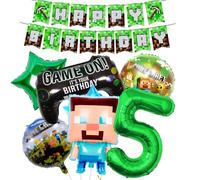 5th Birthday Decorations, Happy Birthday Balloons Banner Foil Balloons for Boy Party Supplies Gaming Theme Party Supplies Decoration (5th) (5th)