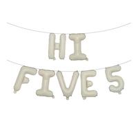 5th Birthday Decorations,Hi Five Birthday Balloons 5th Birthday Banner Number 5 Foil Balloons for 5 Years Old Birthday Supplies Girls (HI FIVE 5 Cream)
