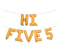 5th Birthday Decorations,Hi Five Birthday Balloons 5th Birthday Banner Number 5 Foil Balloons for 5 Years Old Birthday Supplies Girls (HI FIVE 5 Orange)