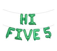 5th Birthday Decorations,Hi Five Birthday Balloons 5th Birthday Banner Number 5 Foil Balloons for 5 Years Old Birthday Supplies Girls (HI FIVE 5 Green)