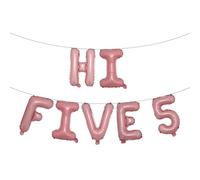 5th Birthday Decorations,Hi Five Birthday Balloons 5th Birthday Banner Number 5 Foil Balloons for 5 Years Old Birthday Supplies Girls (HI FIVE 5 Pink)