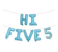 5th Birthday Decorations,Hi Five Birthday Balloons 5th Birthday Banner Number 5 Foil Balloons for 5 Years Old Birthday Supplies Girls (HI FIVE 5 LIght Blue)