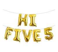 5th Birthday Decorations,Hi Five Birthday Balloons 5th Birthday Banner Number 5 Foil Balloons for 5 Years Old Birthday Supplies Girls (HI FIVE 5 Gold)