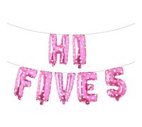 5th Birthday Decorations,Hi Five Birthday Balloons 5th Birthday Banner Number 5 Foil Balloons for 5 Years Old Birthday Supplies Girls (HI FIVE 5 Pink Heart)