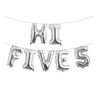 5th Birthday Decorations,Hi Five Birthday Balloons 5th Birthday Banner Number 5 Foil Balloons for 5 Years Old Birthday Supplies Girls (HI FIVE 5 Silver)