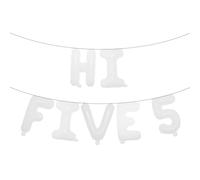 5th Birthday Decorations,Hi Five Birthday Balloons 5th Birthday Banner Number 5 Foil Balloons for 5 Years Old Birthday Supplies Girls (HI FIVE 5 White)