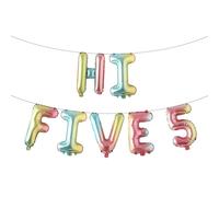 5th Birthday Decorations,Hi Five Birthday Balloons 5th Birthday Banner Number 5 Foil Balloons for 5 Years Old Birthday Supplies Girls (HI FIVE 5 Rainbow)