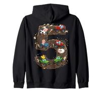 5th Birthday Farm Animals Tractor Cow Pig Five Zip Hoodie