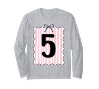 5th Birthday Fifth Years Old Cute Pink Coquette Bow Girl Long Sleeve T-Shirt