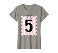 5th Birthday Fifth Years Old Cute Pink Coquette Bow Girl T-Shirt