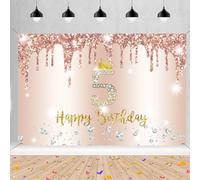 5th Birthday Girl Decoration, 5th Birthday g Banner Rose Gold, Happy 5th Birthday Fabric Sign Poster, 5th Birthday Background Banner Girl Birthday Party Decoration, 150cm x 90cm