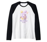 5th Birthday Girl Farm Princess Design Raglan Baseball Tee