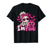 5th Birthday Girl Halloween Skeleton Ghost Pumpkin I'm Five Value Graphic T-Shirt