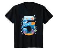 5th Birthday Ocean and Sea Animals Shark Kids Five Years Old T-Shirt