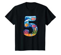 5th Birthday Ocean and Sea Animals Shark Kids Five Years Old T-Shirt