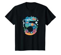 5th Birthday Ocean and Sea Animals Shark Kids Five Years Old T-Shirt